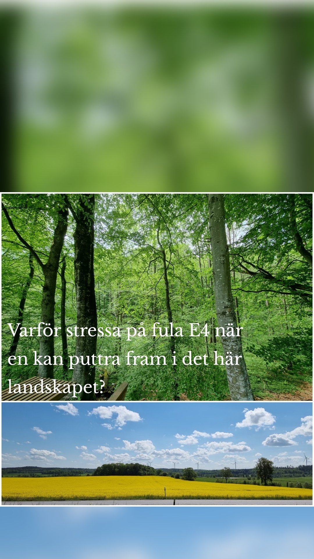 Varför stressa på fula E4 när en kan puttra fram i det här landskapet?
